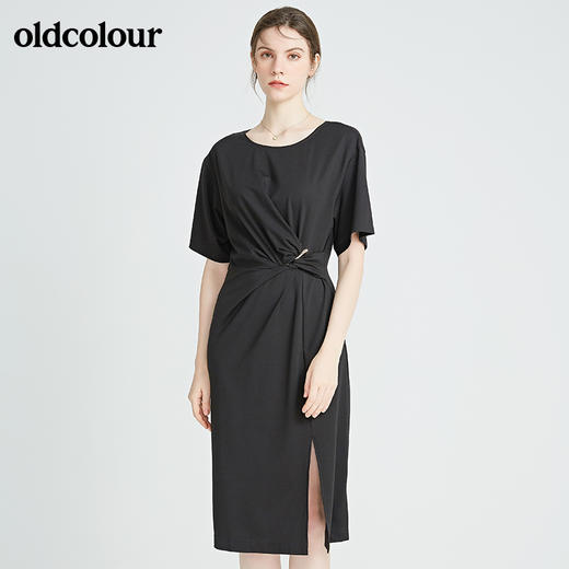 oldcolour秋季商场同款休闲气质短袖连衣裙N22101418 商品图0