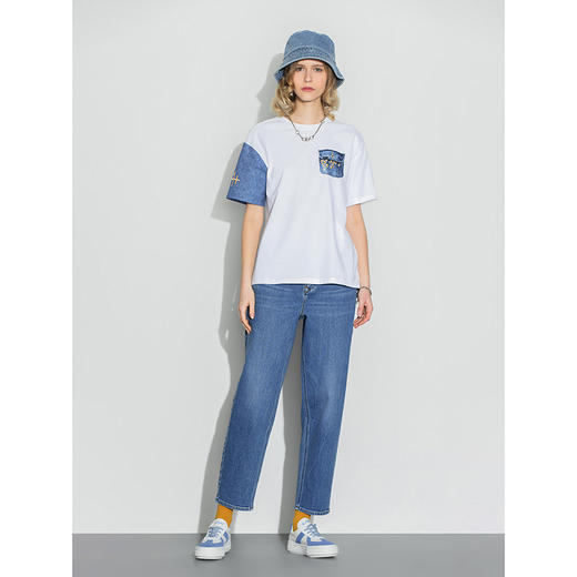 Lee商场同款22春夏新品101+舒适男友版白色女短袖T恤LWT0024963RT 商品图2