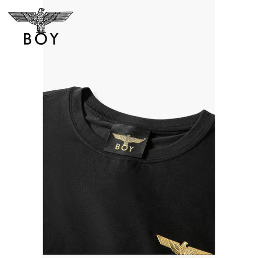 BOYLONDON短袖男女款22夏季新品哥特字母烫金印花黑色T恤B222N01047 商品图2