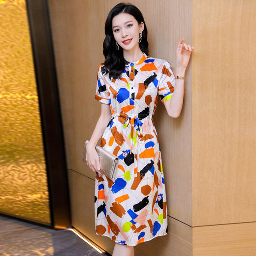 时尚百塔，真丝印花气质女式连衣裙ASE-9319 商品图2