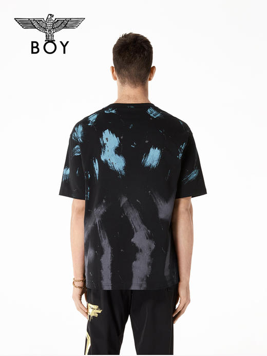 BOYLONDON短袖男女同款22春夏新品撞色蓝紫撞色涂鸦黑色T恤B221N01044 商品图1