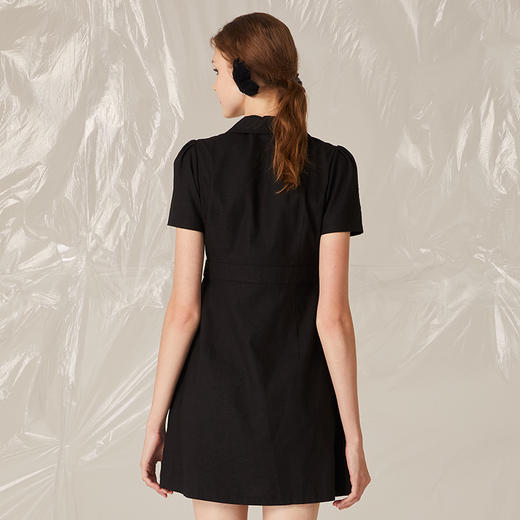 VIVIAN LIU R2224109春女装新款 西服领半袖素色通勤连衣裙 商品图1