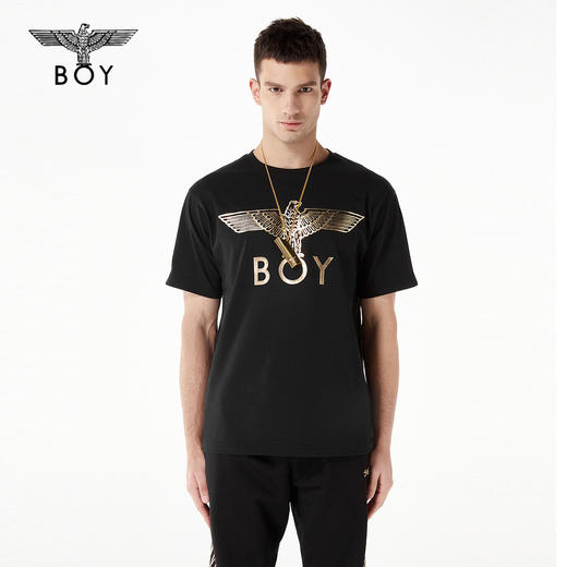 BOYLONDON短袖男女款22春季新品印花烫银炸街金绣线翅膀T恤B221N01039 商品图0