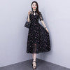 新款改良版气质蕾丝拼接雪纺收腰中长款连衣裙 HR-WS25569 商品缩略图2