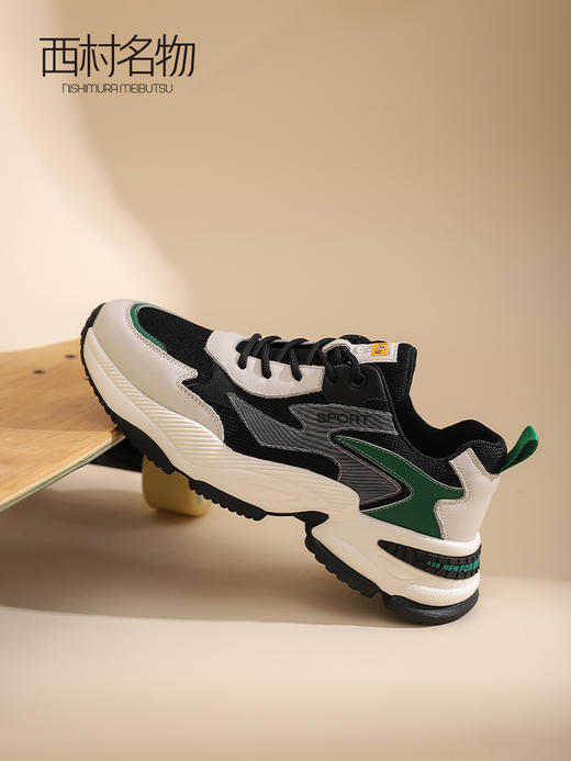 西村名物老爹鞋男2022新款网面透气百搭休闲薄款跑步鞋厚底T12AW10511 商品图2