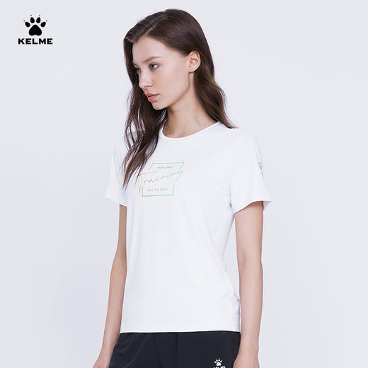 卡尔美短袖女夏季速干运动健身房训练上衣透气圆领半袖 商品图2