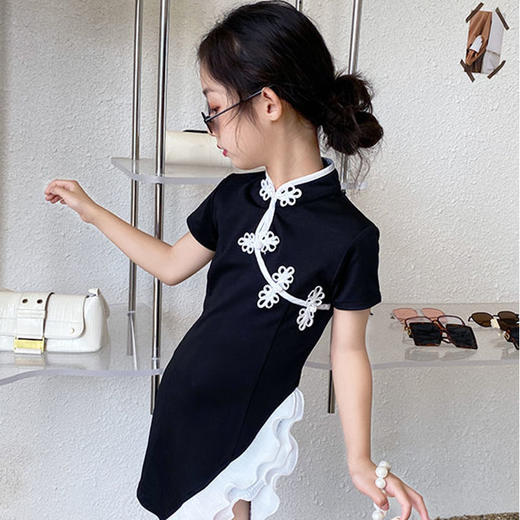 黛唯梵 女童连衣裙2022新款国风来袭儿童改良版旗袍裙夏季拼接时髦裙子潮国庆出游 商品图4