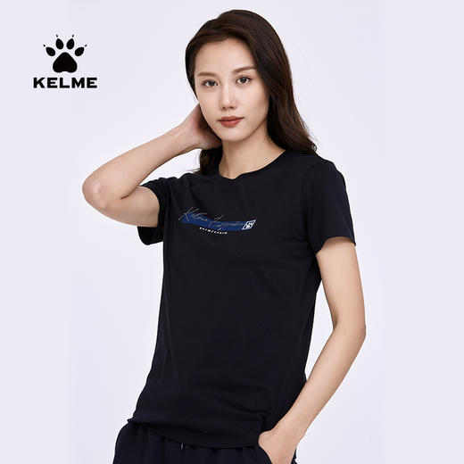 卡尔美短袖女夏季官方新款修身t恤休闲女装白色半袖运动上衣 商品图2