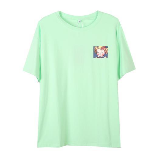 YNWE210211新款时尚气质休闲宽松圆领短袖双面印花T恤 商品图5