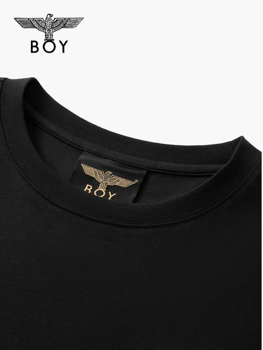 BOYLONDON短袖男女同款22春夏新品LOGO基础款黑色休闲T恤B221N01045 商品图2