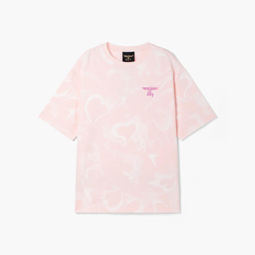 BOYLONDON短袖男女同款22春夏新品心形满印烫银LOGO紫色T恤B221N01025 商品图3