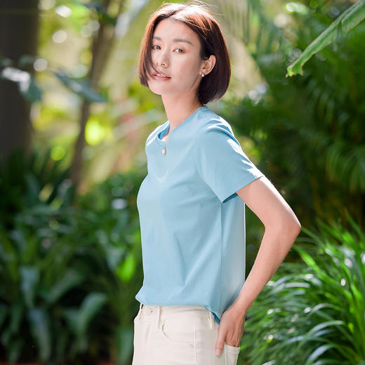 【118元2件，下单拍2！】圆领!!丝光棉T恤女短袖宽松纯棉2022夏季新款半袖上衣潮SZ2642 商品图3