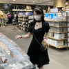 黛唯梵纯欲风泡泡袖连衣裙女夏季2022新款设计感小众法式复古甜辣黑裙子国庆出游 商品缩略图2