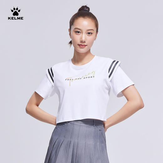 卡尔美官方短袖t恤女夏季运动半袖短款潮百搭休闲上衣女 商品图3