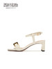 西村名物2022年女新款夏季时尚粗跟方头一字扣带仙女风凉鞋23671 商品缩略图1