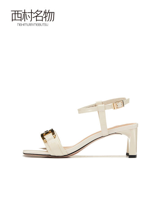 西村名物2022年女新款夏季时尚粗跟方头一字扣带仙女风凉鞋23671 商品图1