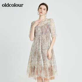oldcolour秋季商场同款时尚短袖连衣裙N23101335