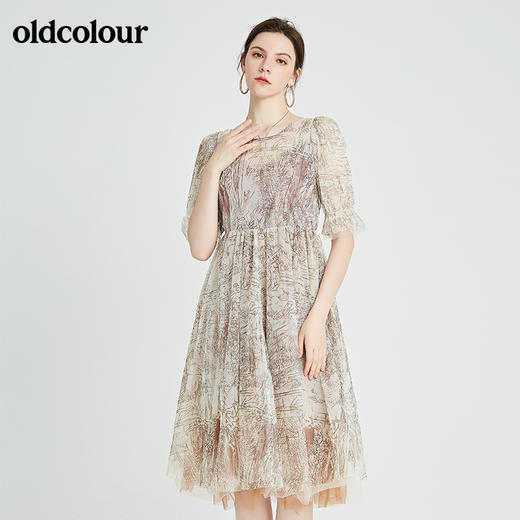 oldcolour秋季商场同款时尚短袖连衣裙N23101335 商品图0