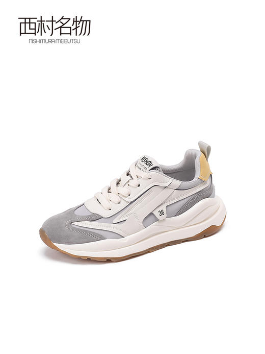 西村名物2022年春季款女时尚运动休闲鞋系带松糕厚底老爹鞋T22AM10481 商品图3