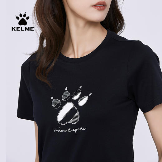 卡尔美短袖女新款夏季品牌LOGO休闲运动时尚透气纯棉T恤女款 商品图4