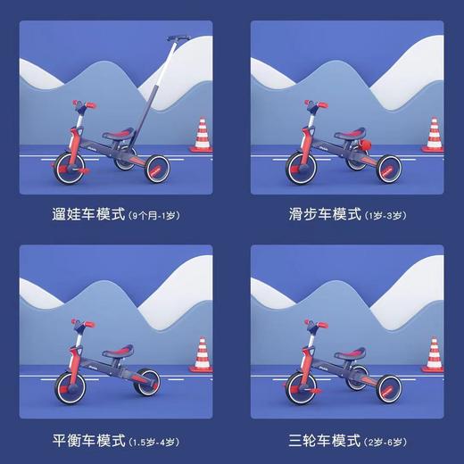 playkids普洛可S02  儿童折叠推杆三轮车BB平衡车脚踏车宝宝多功能4合1 商品图1