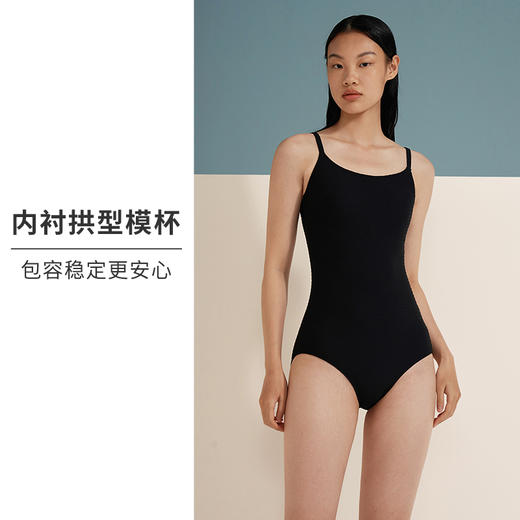 HSIA遐泳衣女连体牛肚肌理收腹遮肚显瘦高弹中小胸复古温泉泳装 商品图3