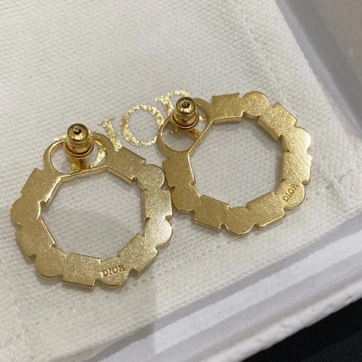 圆圈方钻珍珠耳环金色/浅蓝色 商品图1