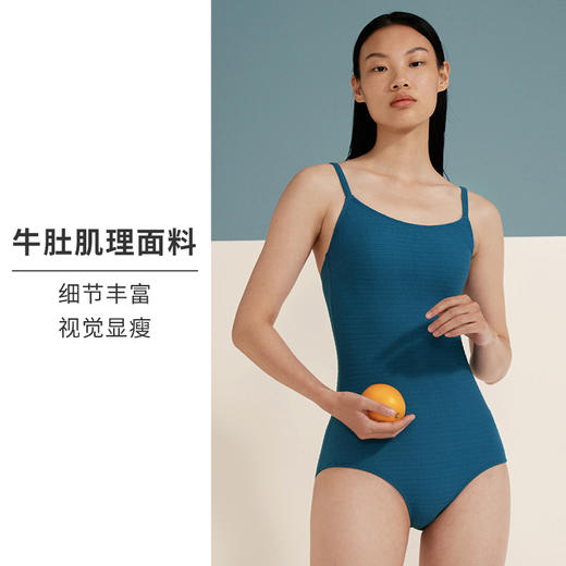 HSIA遐泳衣女连体牛肚肌理收腹遮肚显瘦高弹中小胸复古温泉泳装 商品图2