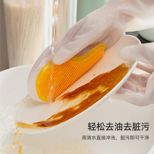 「多功能小黄鸭手套」厨房清洁用品刷洗碗手套防滑隔热硅胶加厚家用刷碗洗菜小黄鸭手套工具 商品图2