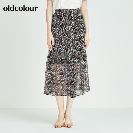 oldcolour欧珂秋季商场同款时尚复古花色半身长裙N22063437 商品图0