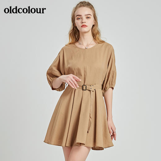 oldcolour春秋季商场同款休闲气质圆领短袖连衣裙N22101275 商品图0