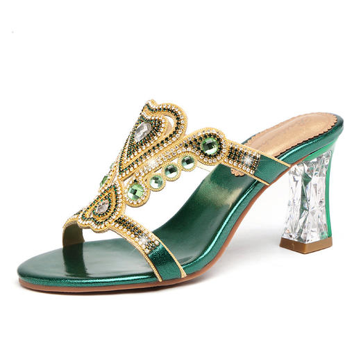 水晶高跟凉拖新款性感罗时尚水钻拖鞋  LX202054545 商品图4