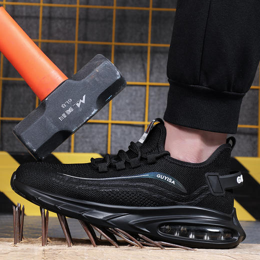 网布透气劳保鞋钢包头防砸防刺耐磨抗造实心大底舒适防臭安全工作鞋运动款 商品图0