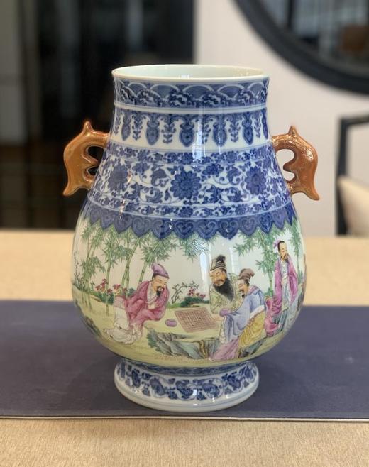 青花加彩竹林七贤双耳尊 商品图0