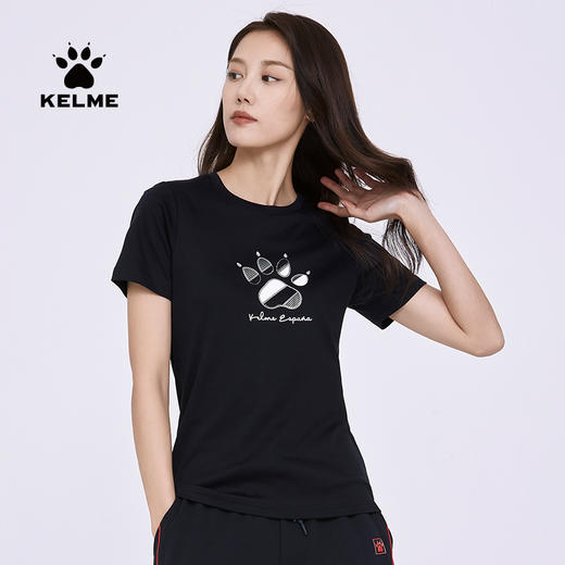 卡尔美短袖女新款夏季品牌LOGO休闲运动时尚透气纯棉T恤女款 商品图3