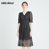 oldcolour秋季商场同款V领气质短袖连衣裙N22101290 商品缩略图0