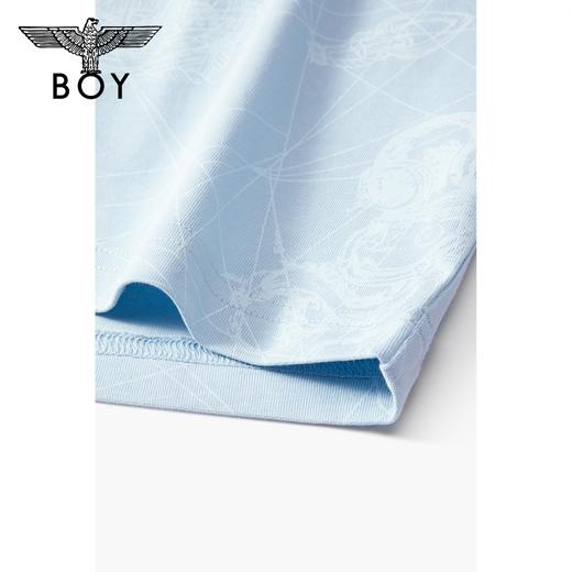 BOYLONDON短袖男女同款22夏季新品航海元素满印蓝色个性T恤B222N01046 商品图4