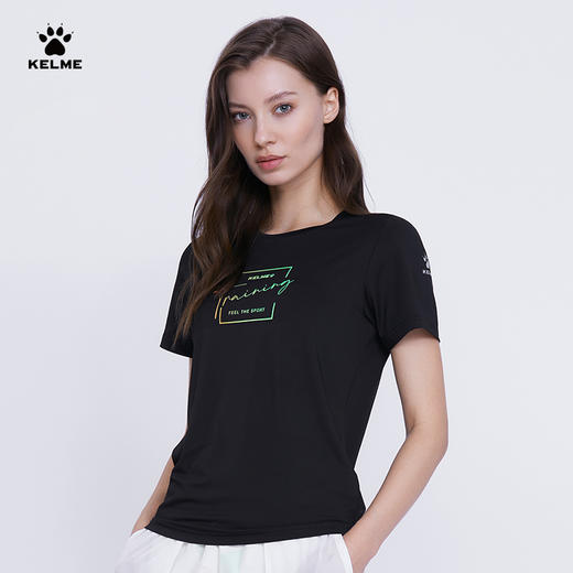 卡尔美短袖女夏季速干运动健身房训练上衣透气圆领半袖 商品图1