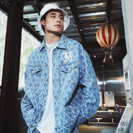 Mishka大眼球潮牌2022春夏新品 男士休闲提花牛仔夹克外套男女M21100512M  商品图1