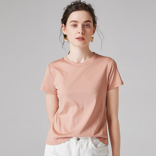 【118元2件，下单拍2！】圆领!!丝光棉T恤女短袖宽松纯棉2022夏季新款半袖上衣潮SZ2642 商品图0