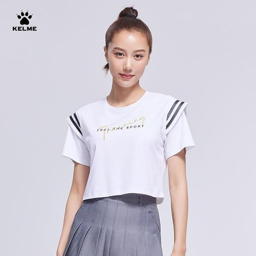 卡尔美官方短袖t恤女夏季运动半袖短款潮百搭休闲上衣女 商品图2