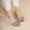 西村名物2022年夏季商场同款休闲水钻松糕底女真皮一字带凉鞋X22BG24441 商品缩略图1