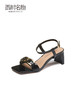 西村名物2022年女新款夏季时尚粗跟方头一字扣带仙女风凉鞋23671 商品缩略图2