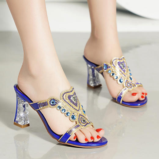 水晶高跟凉拖新款性感罗时尚水钻拖鞋  LX202054545 商品图2
