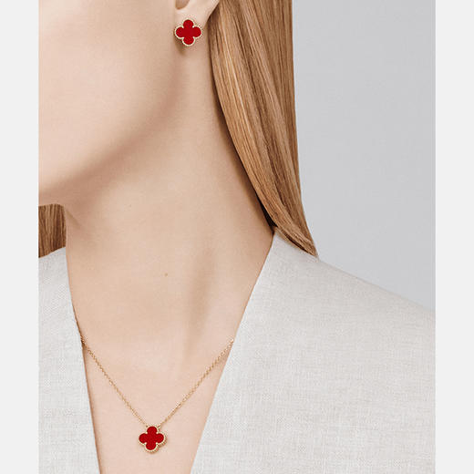 爆款项链手链耳钉三件套红玛瑙幸运四叶草等系列 优雅高端 商品图7