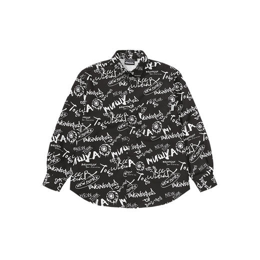 Mishka大眼球潮牌2022春夏新品满印涂鸦眼球宽松长袖衬衫男女同款 M21100219M	 商品图4