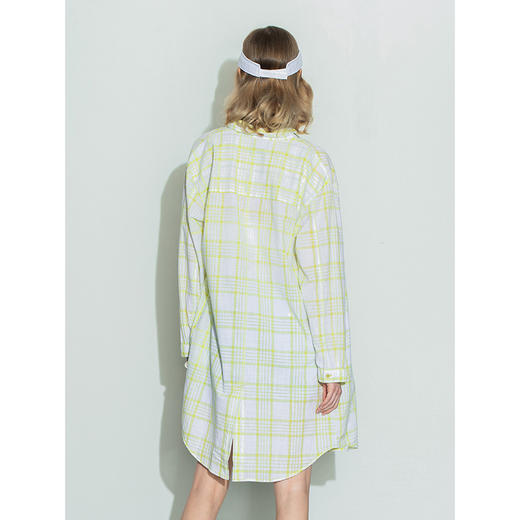 Lee商场同款22春夏新品舒适格纹黄绿长款女衬衫LWT002487101-431 商品图1