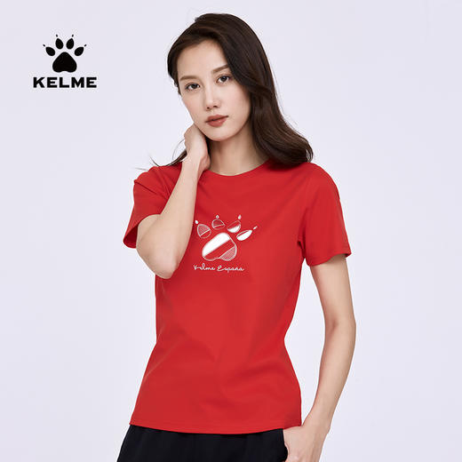 卡尔美短袖女新款夏季品牌LOGO休闲运动时尚透气纯棉T恤女款 商品图1