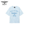 BOYLONDON短袖男女同款22夏季新品航海元素满印蓝色个性T恤B222N01046 商品缩略图0