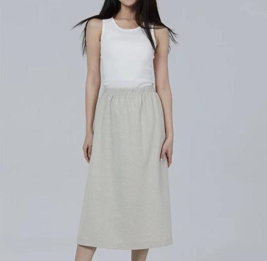 丨有机丨素道纯棉针织半身中长款A字裙 宽松舒适休闲过膝半裙 灰色 棕色 商品图0